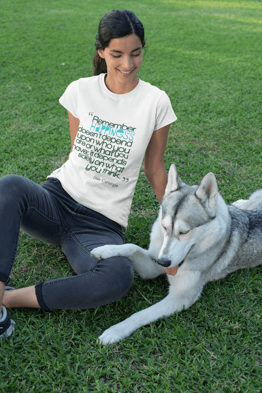 Remember happiness, White Women's T-shirt, 100% cotton 00168
