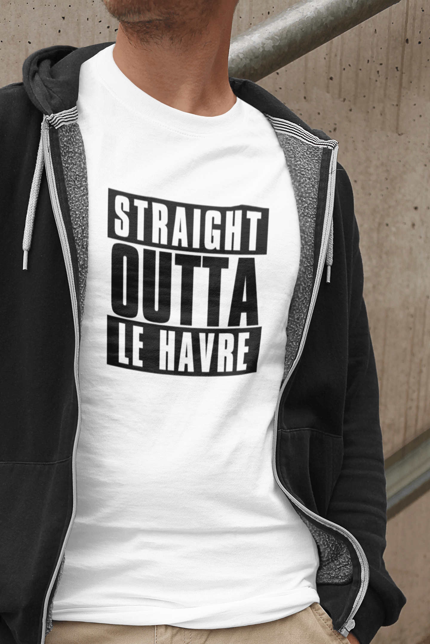 Straight Outta Le Havre, Herren-Kurzarm-Rundhals-T-Shirt 00027