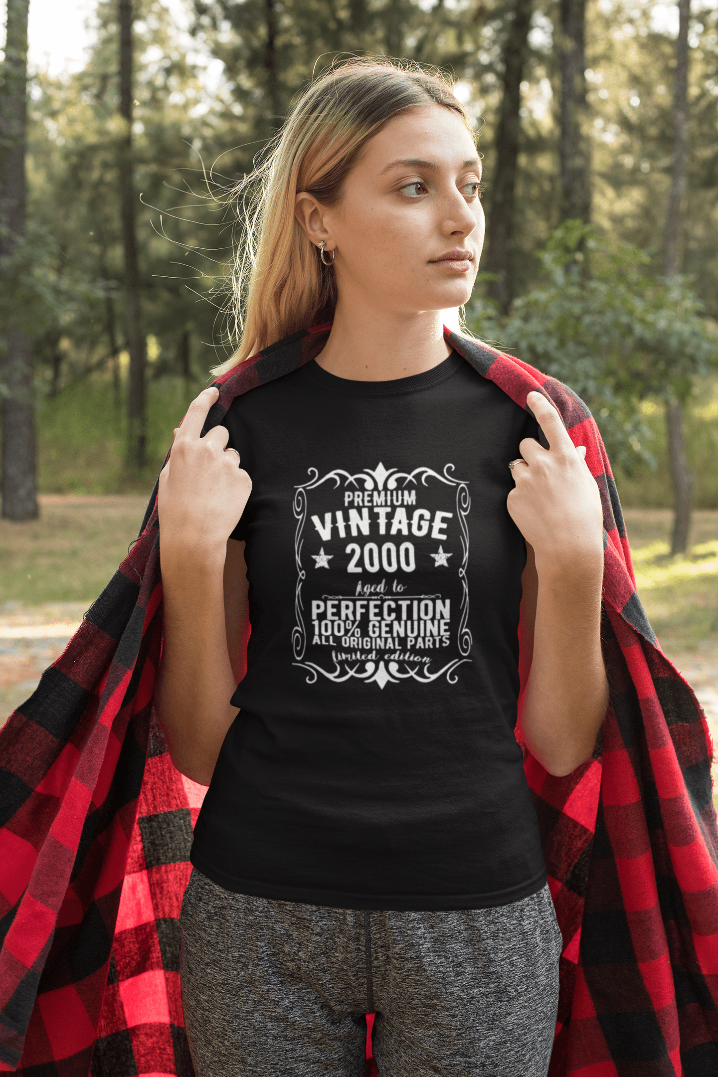 Premium Vintage Year 2000, Black, Women's Short Sleeve Round Neck T-shirt, gift t-shirt 00365