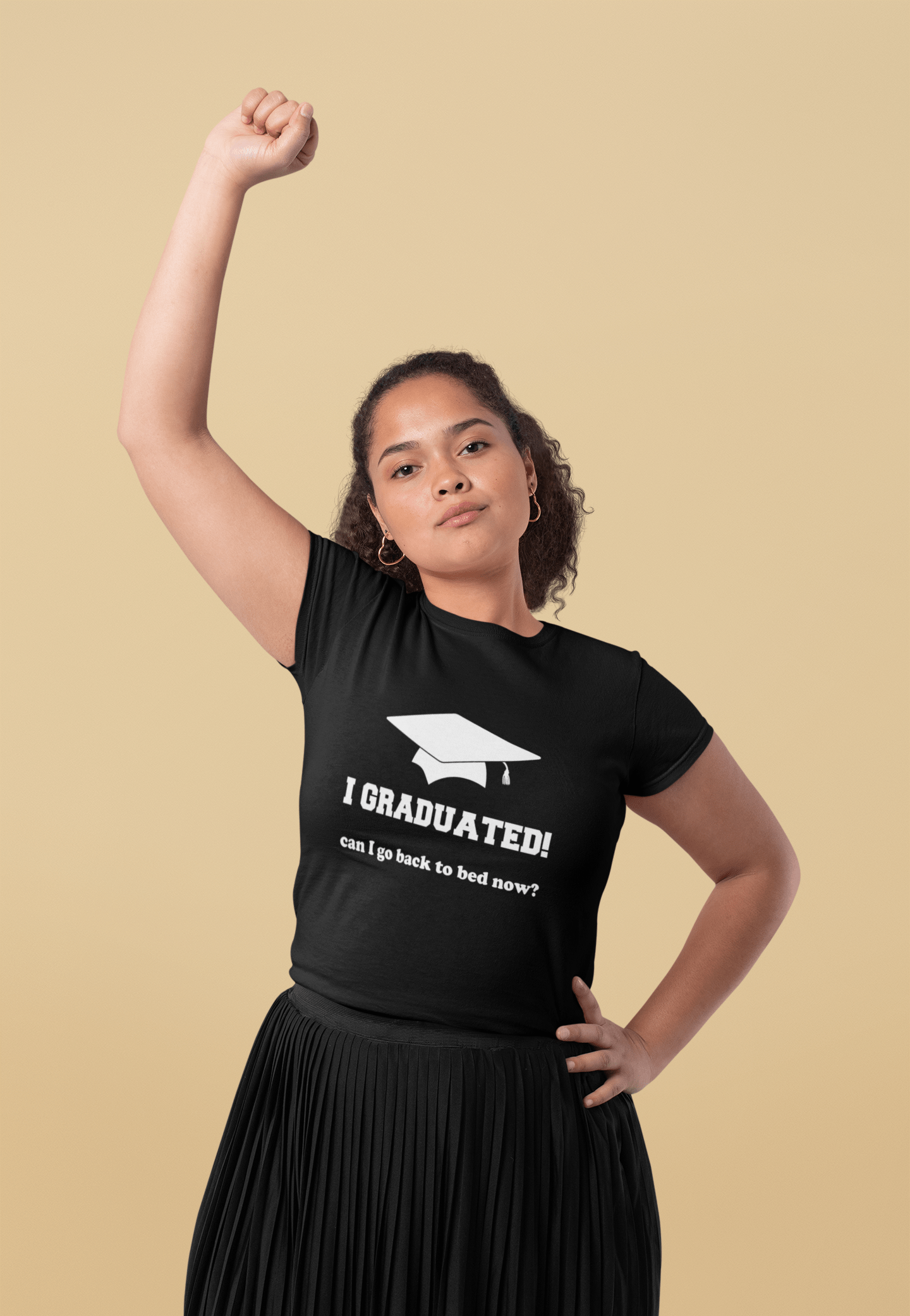 I Graduated! Can I go back to bed now Black, Gift Tshirt, Black Women's T-shirt 00206