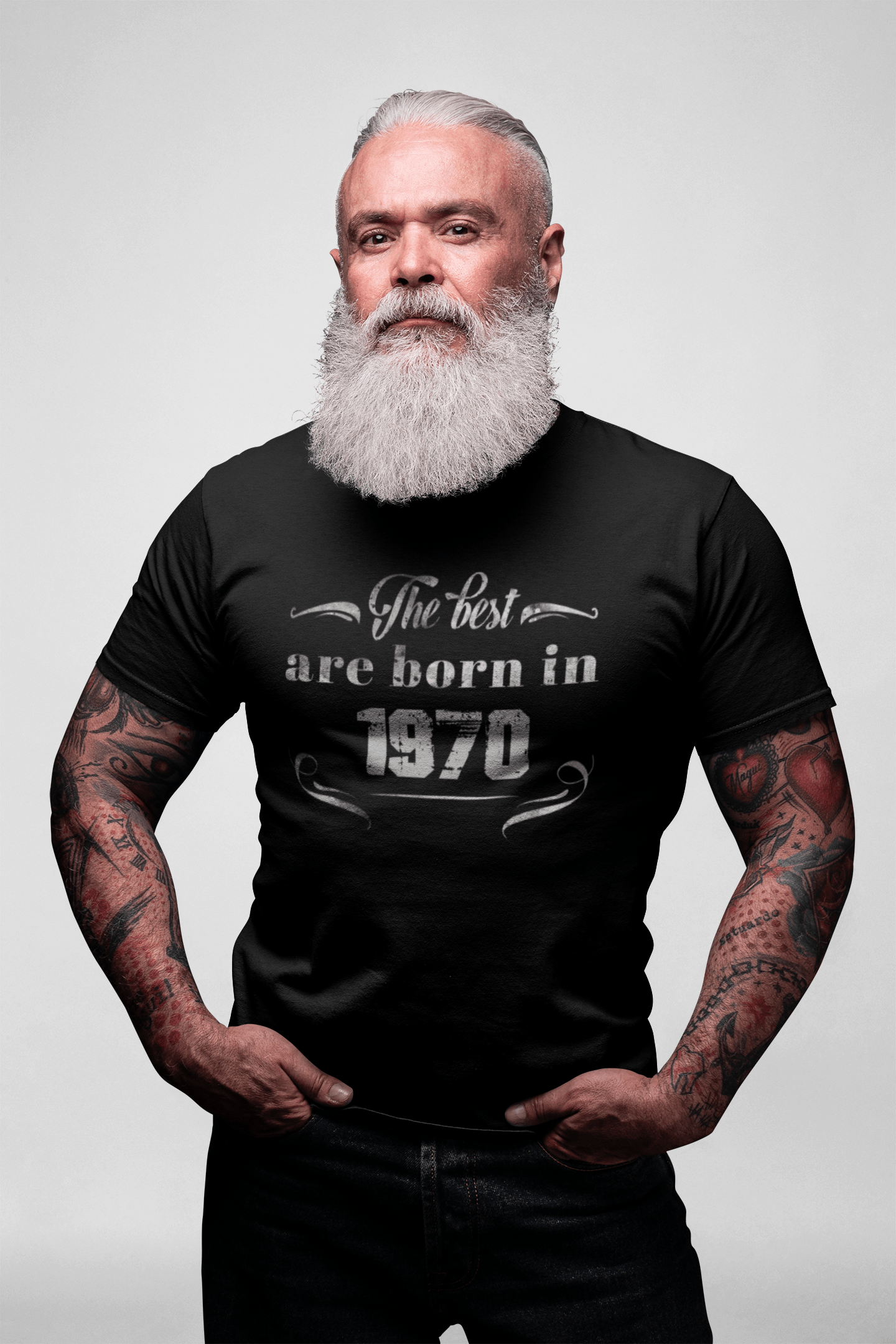 The Best are Born in 1970 Men's T-shirt Black Birthday Gift Round Neck 00397