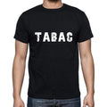 tabac Herren-Kurzarm-Rundhals-T-Shirt, 5 Buchstaben Schwarz, Wort 00006