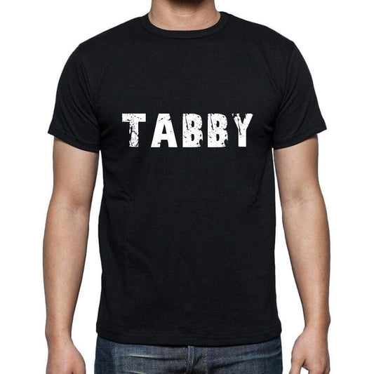 tabby Men's Short Sleeve Round Neck T-shirt , 5 letters Black , word 00006 - Ultrabasic