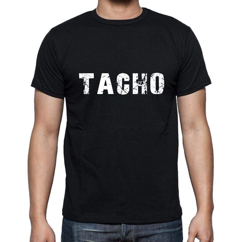 Tacho Mens Short Sleeve Round Neck T-Shirt 5 Letters Black Word 00006 - Casual
