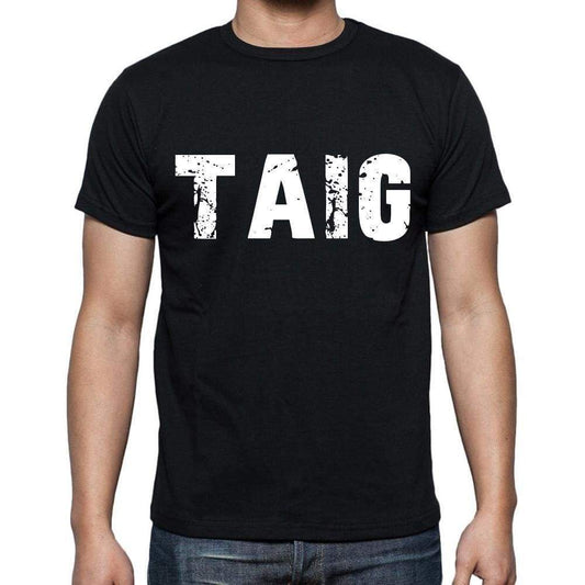 Taig Mens Short Sleeve Round Neck T-Shirt 4 Letters Black - Casual