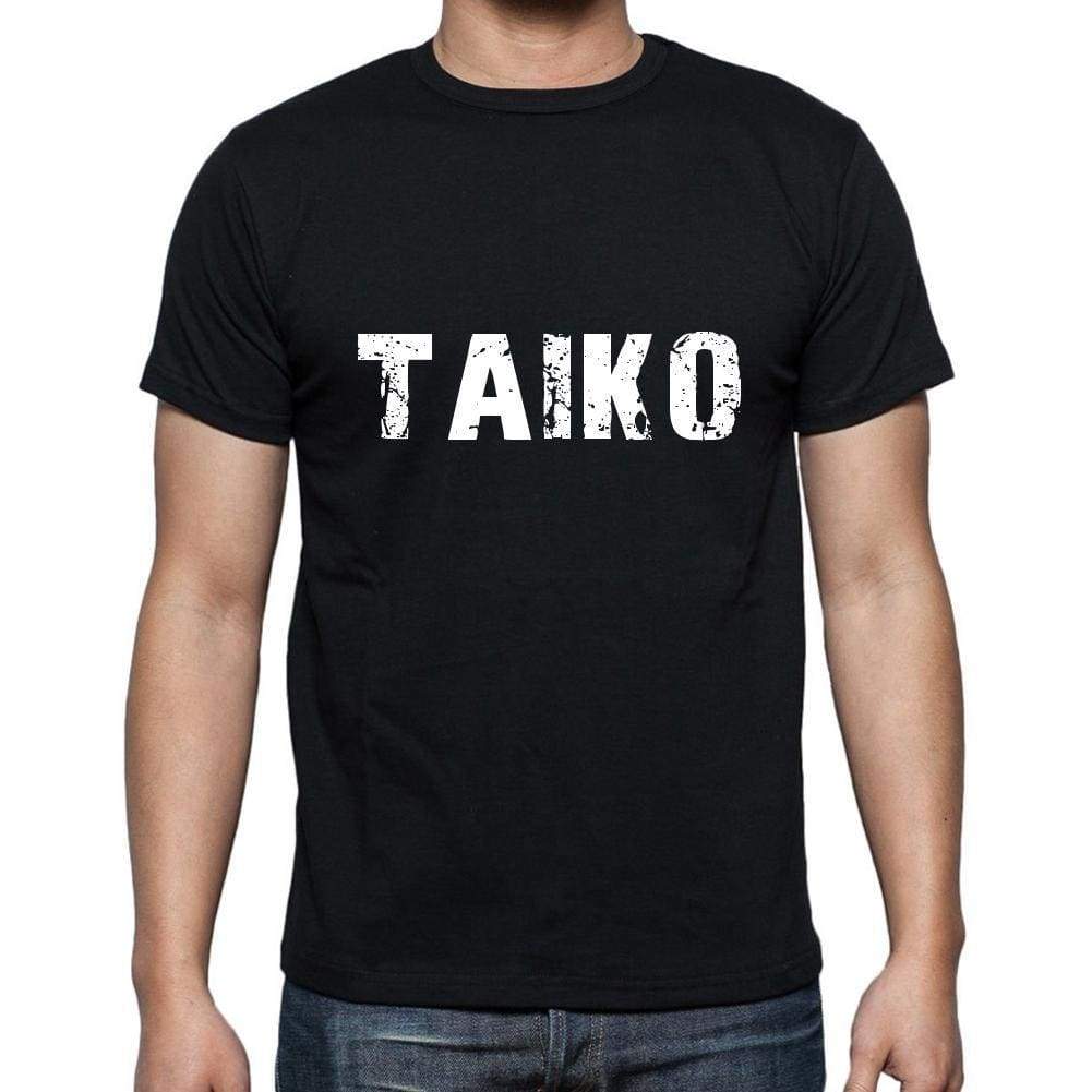 Taiko Mens Short Sleeve Round Neck T-Shirt 5 Letters Black Word 00006 - Casual
