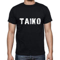 taiko Men's Short Sleeve Round Neck T-shirt , 5 letters Black , word 00006