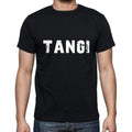 tangi Men's Short Sleeve Round Neck T-shirt , 5 letters Black , word 00006