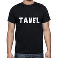 tavel Men's Short Sleeve Round Neck T-shirt , 5 letters Black , word 00006