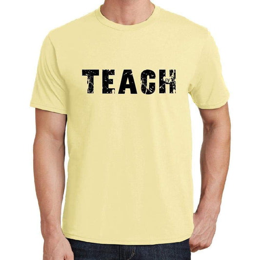 Teach Mens Short Sleeve Round Neck T-Shirt 00043 - Yellow / S - Casual
