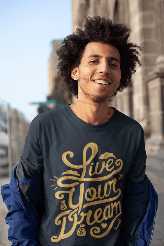 Men's T-Shirt Graphic Tee Shirt Live Your Dreams Short Sleeve Shirt Inspirational Gift