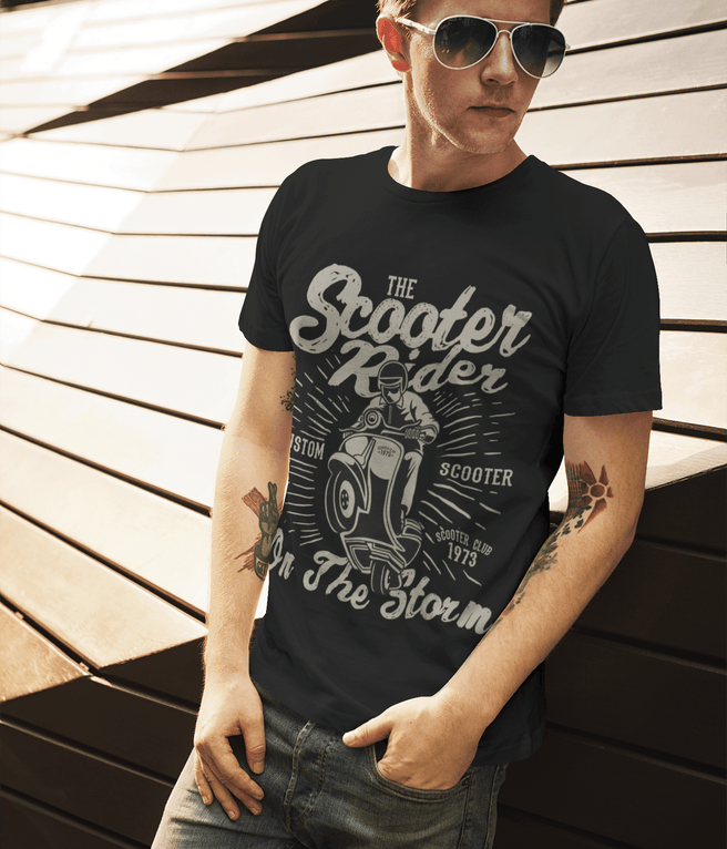 halvt Splendor græs ULTRABASIC Men's T-Shirt Scooter Rider On the Storm - Vintage Motorcycle  Tee Shirt | affordable organic t-shirts beautiful designs