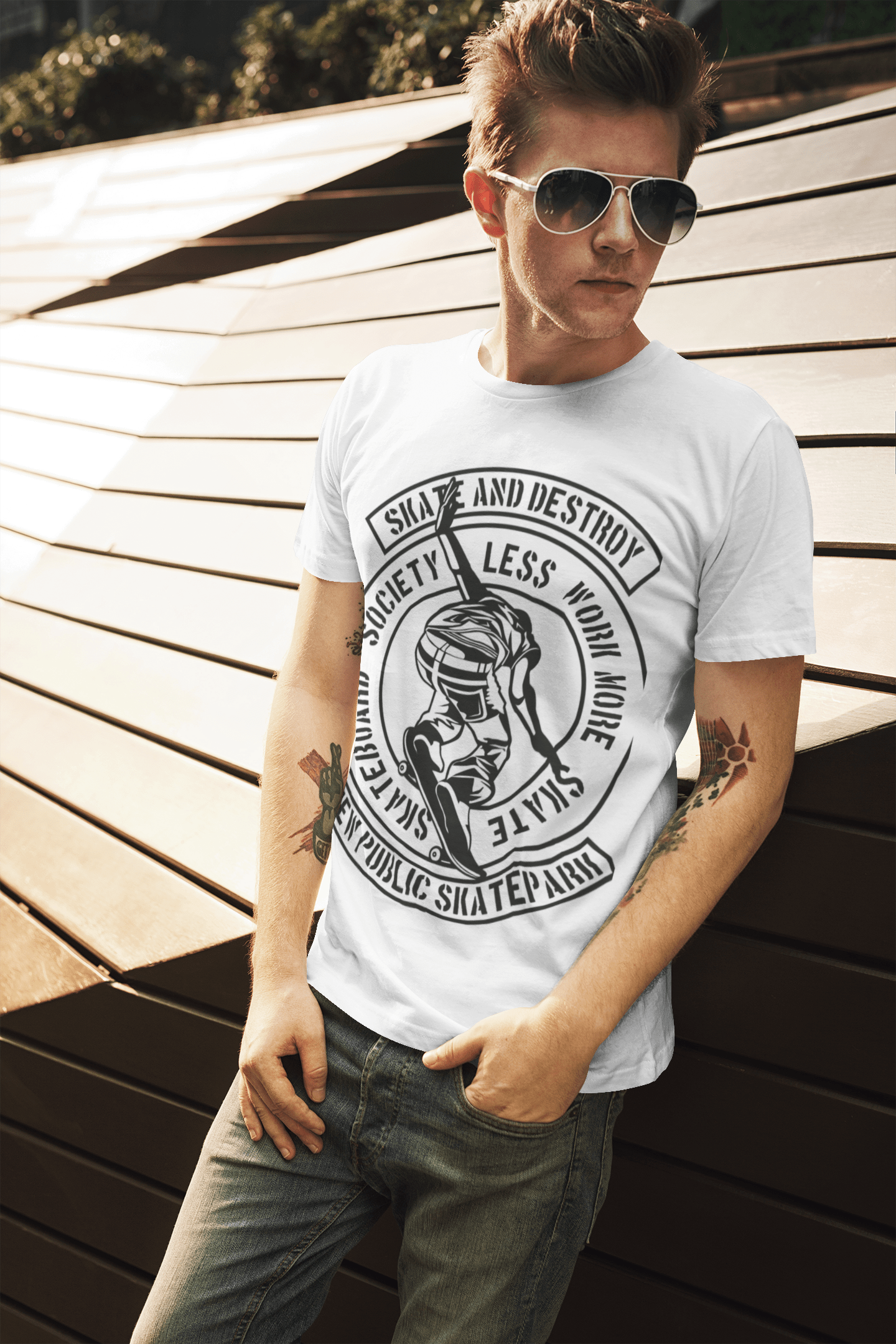 ULTRABASIC Men's Graphic T-Shirt Skate and Destroy - Skateboard Tee Shirt
