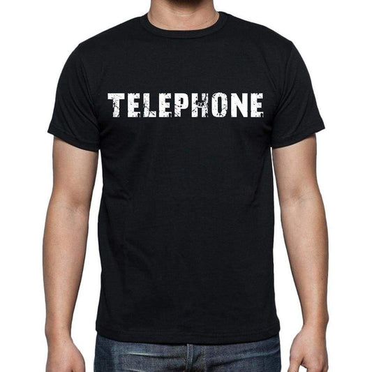 Telephone White Letters Mens Short Sleeve Round Neck T-Shirt 00007