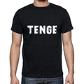 tenge Men's Short Sleeve Round Neck T-shirt , 5 letters Black , word 00006