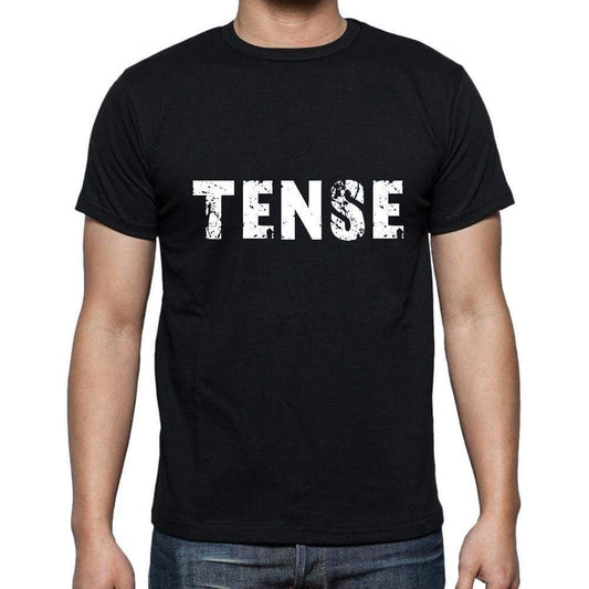 Tense Mens Short Sleeve Round Neck T-Shirt 5 Letters Black Word 00006 - Casual