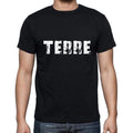 terre Men's Short Sleeve Round Neck T-shirt , 5 letters Black , word 00006