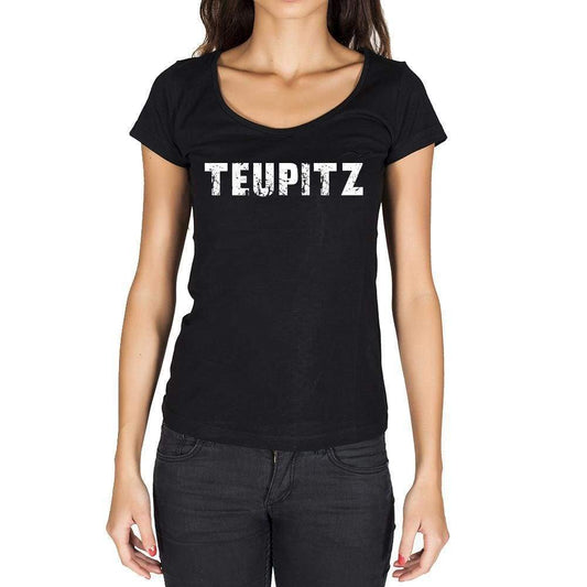 Teupitz German Cities Black Womens Short Sleeve Round Neck T-Shirt 00002 - Casual