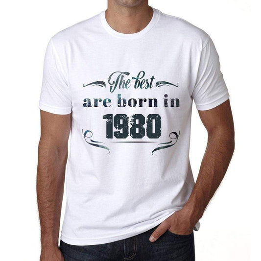 The Best Are Born In 1980 Mens T-Shirt White Birthday Gift 00398 - White / Xs - Casual