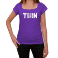 thin, purple, Women's Short Sleeve Round Neck T-shirt 00041