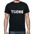 thong Men's Short Sleeve Round Neck T-shirt , 5 letters Black , word 00006
