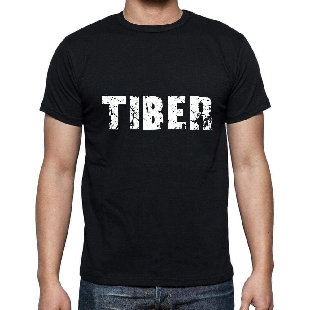 tiber Men's Short Sleeve Round Neck T-shirt , 5 letters Black , word 00006 - Ultrabasic