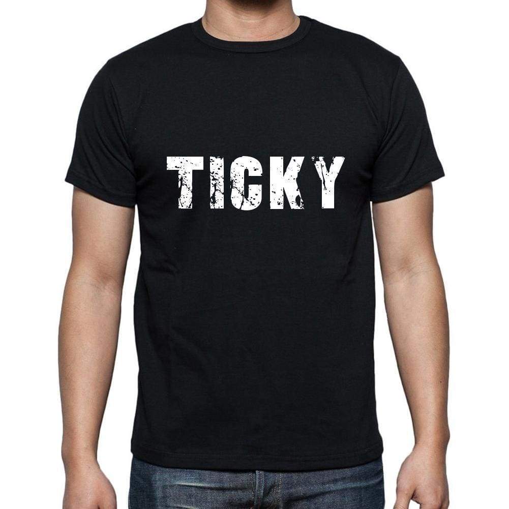 Ticky Mens Short Sleeve Round Neck T-Shirt 5 Letters Black Word 00006 - Casual