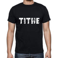 tithe Men's Short Sleeve Round Neck T-shirt , 5 letters Black , word 00006