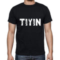 tiyin Men's Short Sleeve Round Neck T-shirt , 5 letters Black , word 00006
