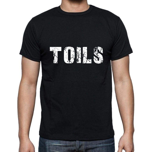 Toils Mens Short Sleeve Round Neck T-Shirt 5 Letters Black Word 00006 - Casual