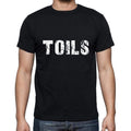 toils Men's Short Sleeve Round Neck T-shirt , 5 letters Black , word 00006