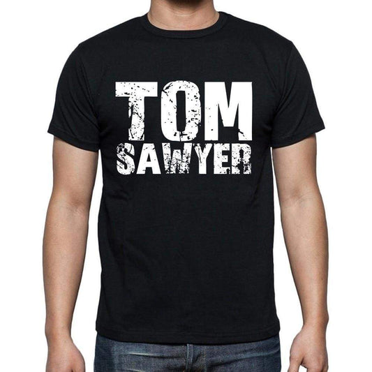Tom Sawyer White Letters Mens Short Sleeve Round Neck T-Shirt 00007