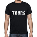 tours Men's Short Sleeve Round Neck T-shirt , 5 letters Black , word 00006