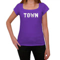 town, purple, Women's Short Sleeve Round Neck T-shirt 00041