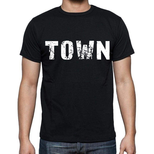 Town White Letters Mens Short Sleeve Round Neck T-Shirt 00007