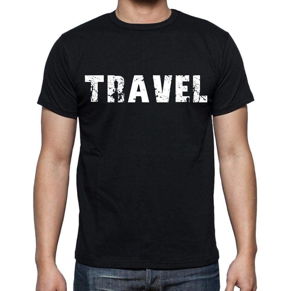 Travel White Letters Mens Short Sleeve Round Neck T-Shirt 00007