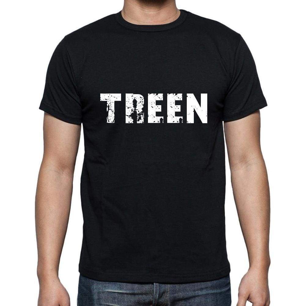 Treen Mens Short Sleeve Round Neck T-Shirt 5 Letters Black Word 00006 - Casual