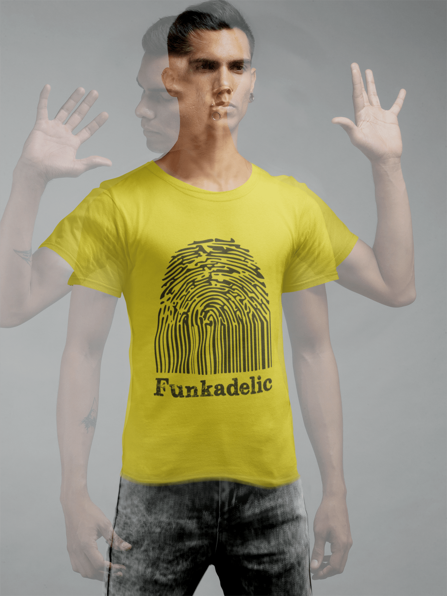 Funkadelic Fingerprint Men's Retro T shirt Lemon Birthday Gift 00314