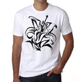 Tribal And Tiger Lily Tattoo, Men's White tee, 100% Cotton 00162