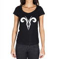 Tribal Aries Skull Tattoo Black, Gift Tshirt, Black Women's T-shirt 00165