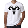 Tribal Aries Skull Tattoo, Men's White tee, 100% Cotton 00162