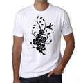 Tribal Flower Tattoo, Men's White tee, 100% Cotton 00162
