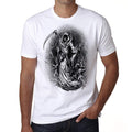 Tribal Grim Reaper Tattoo, Men's White tee, 100% Cotton 00162