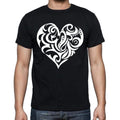 Tribal Hearts Tattoo Black, Gift T shirt, Men's tee, Black 00166