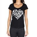 Tribal Hearts Tattoo Black, Gift Tshirt, Black Women's T-shirt 00165