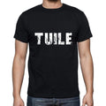 tuile Men's Short Sleeve Round Neck T-shirt , 5 letters Black , word 00006