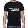 tzara Men's Short Sleeve Round Neck T-shirt , 5 letters Black , word 00006