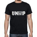 unhip Men's Short Sleeve Round Neck T-shirt , 5 letters Black , word 00006