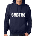 Unisex Printed Graphic Cotton Hoodie Popular Words CUBERS French Navy
