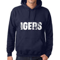 Unisex Printed Graphic Cotton Hoodie Popular Words IGERS French Navy